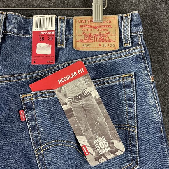 VTG Levis 505 Jean Mens 38x30 Medium Wash Regular Fit Straight Deadstock Y2K NEW - Picture 13 of 16